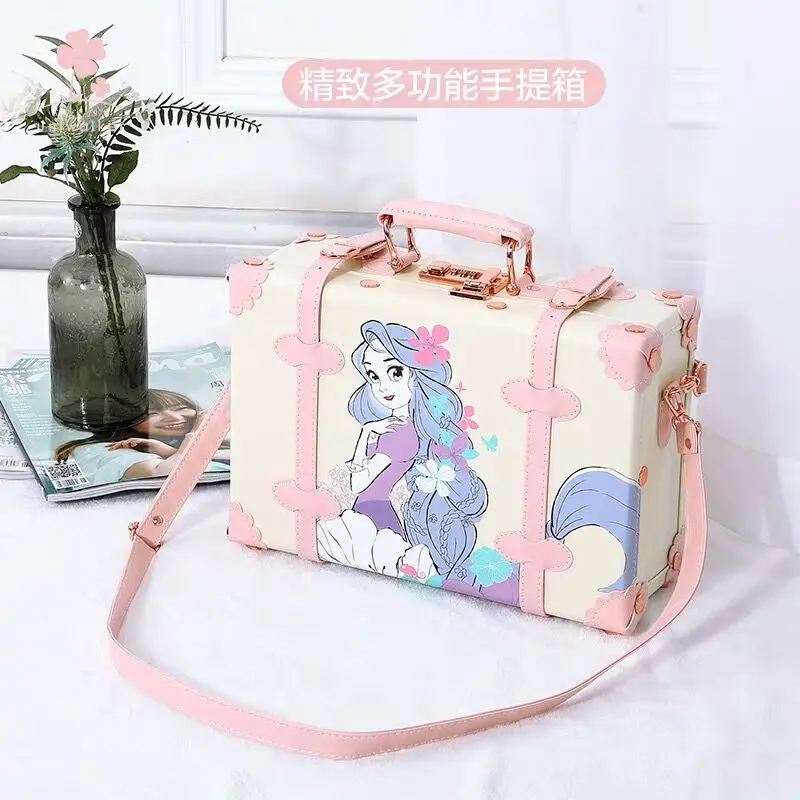 Valise à roulettes rétro en PU avec sac à main pour femme, ensembles de bagages à roulettes, sac de voyage de dessin animé mignon, roues