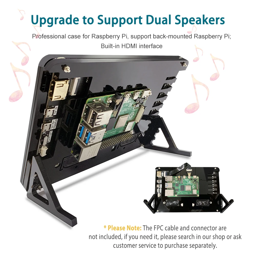 Lesown จอ LCD ทัชสกรีน7นิ้ว1024x600 IPS โมดูล HDMI แบบพกพาแสดงโมดูลพร้อมลำโพงคู่สำหรับ Raspberry Pi Windows Mac