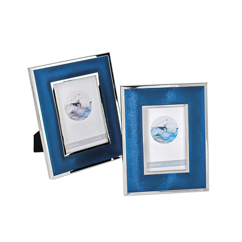 Metal Photo Frame with Leather Cover, Light, Luxury Picture Display, Home Deroration, MPF115