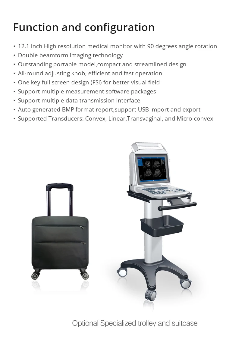 ماكينات بالموجات فوق الصوتية المحمولة PBWU50 التصوير PW أشعة موجات فوق صوتية دوبلر الماسح الضوئي أدوات الموجات فوق الصوتية الطبية
