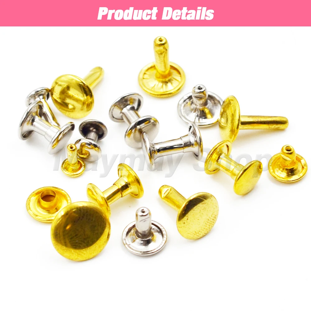 100Sets 5-15mm Double Cap Rivets Metal Stud Round Nail Rivet For Shoes Bag Belt Cloth Garment Leathercraft Accessories With Tool