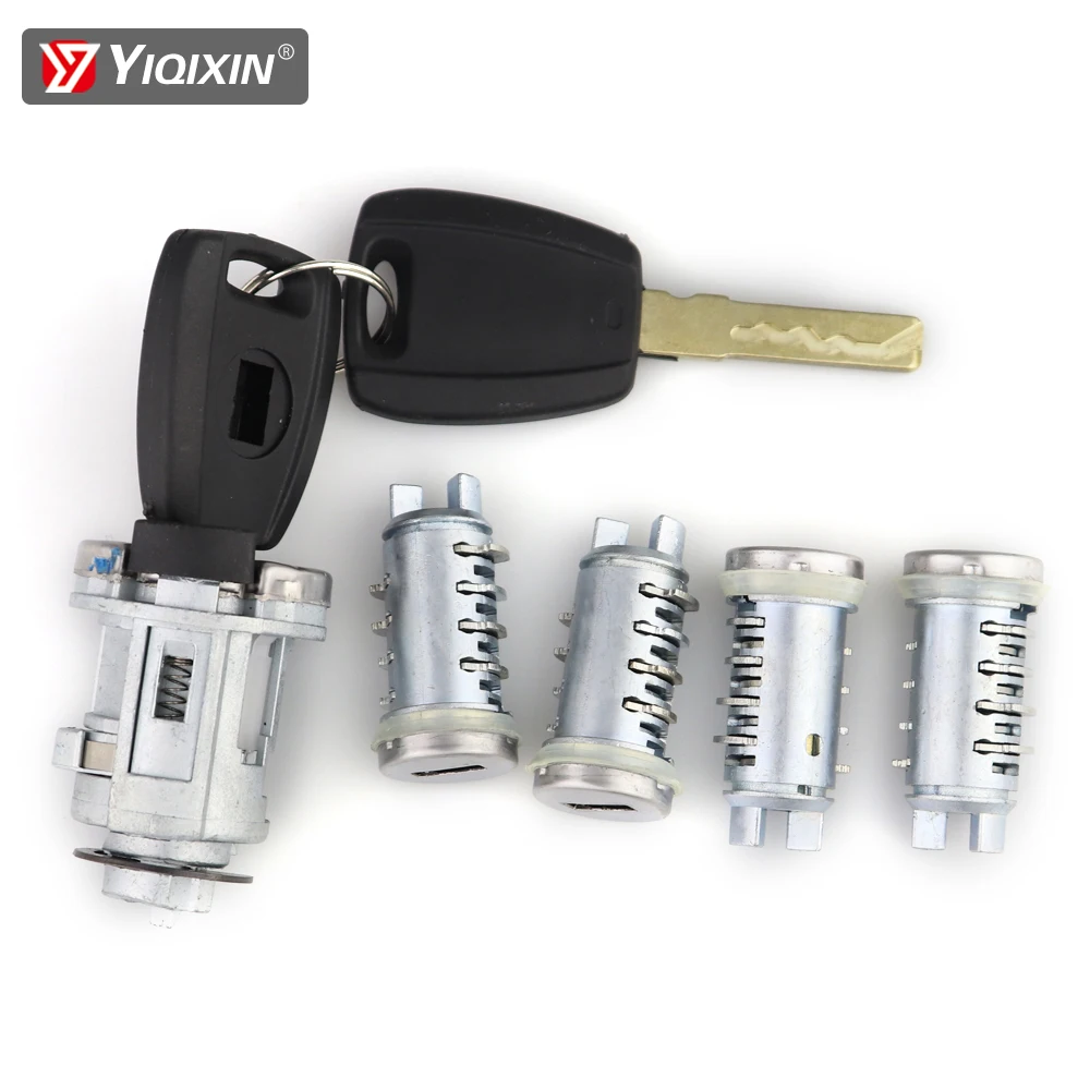 YIQIXIN 5pcs Car Ignition Lock Cylinder Trunk Lock For Fiat-Ducato Doblo Cargo Punto Panda Peugeot-Citroen With SIP22 Blade Key