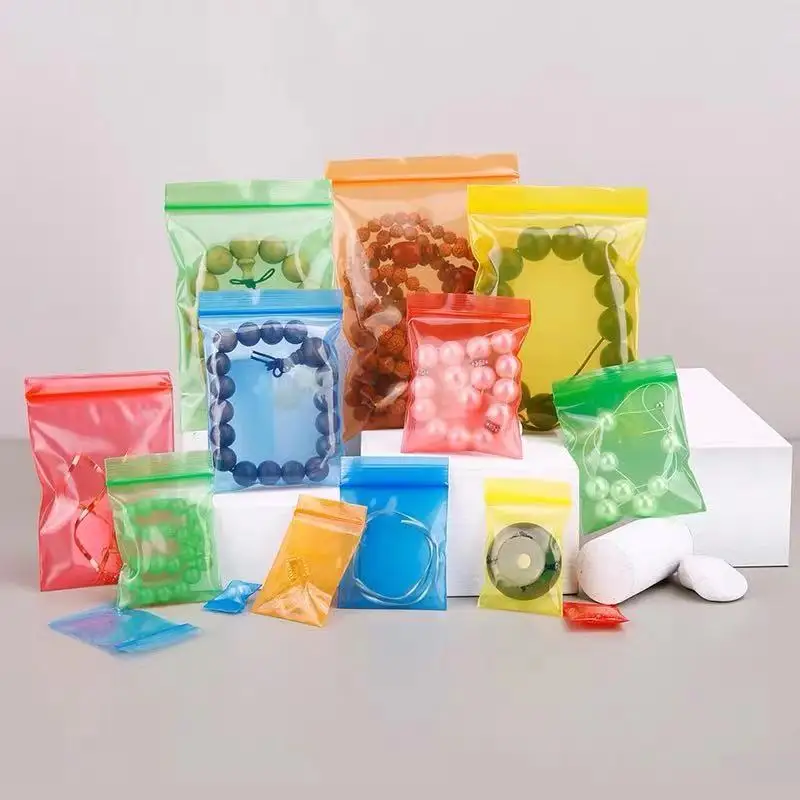 Color lovely beautiful zip lock plastic bag can be re-sealed transparent bag storage sundries bags powder pills packaging bags