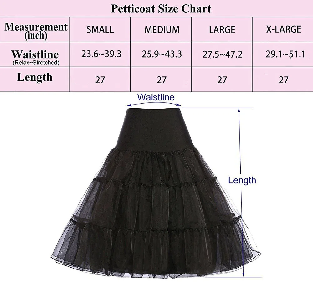 Wowbridal Kurze Organza Petticoat Krinoline Vintage Hochzeit Braut Petticoat für Hochzeit Kleider Unterrock Rockabilly Tutu