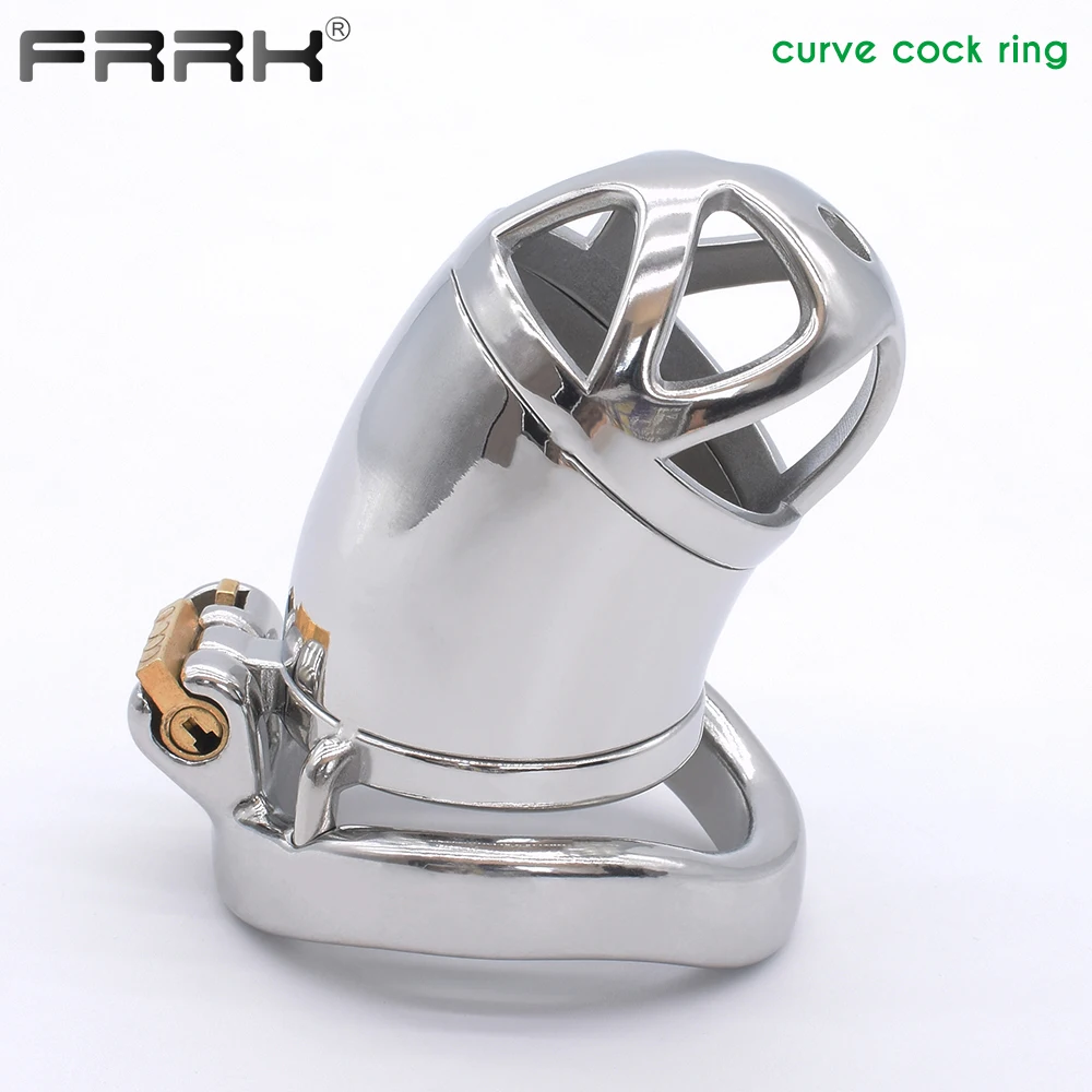 FRRK BDSM Male Chastity Cock Cage for Men Stainless Steel Bondage Device Penis Rings Sleeve Metal Tube Lock Dick Sex Toys Shop