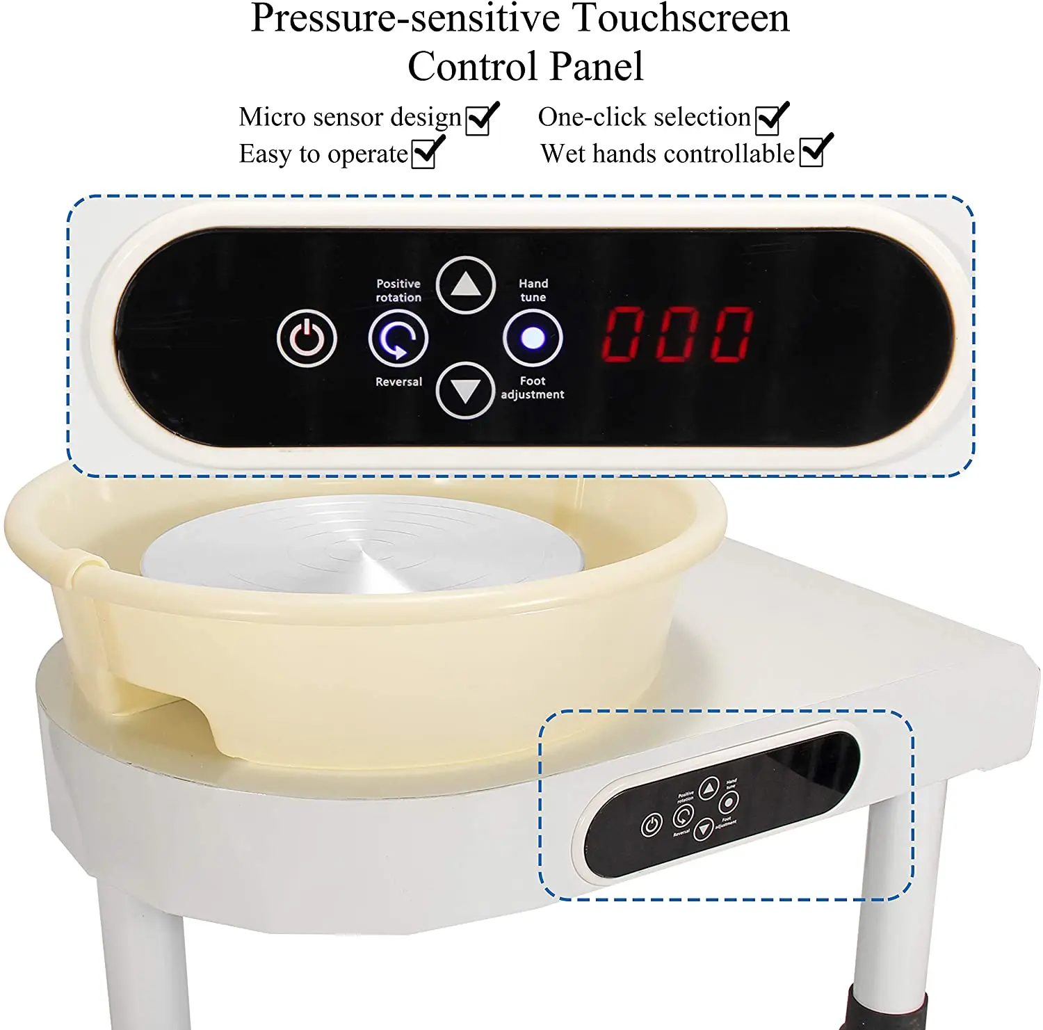 Máquina elétrica para cerâmica, 350w, 25cm, 9.8 polegadas, ferramenta para produção em cerâmica, com tela lcd touch, para artesanatos com barro