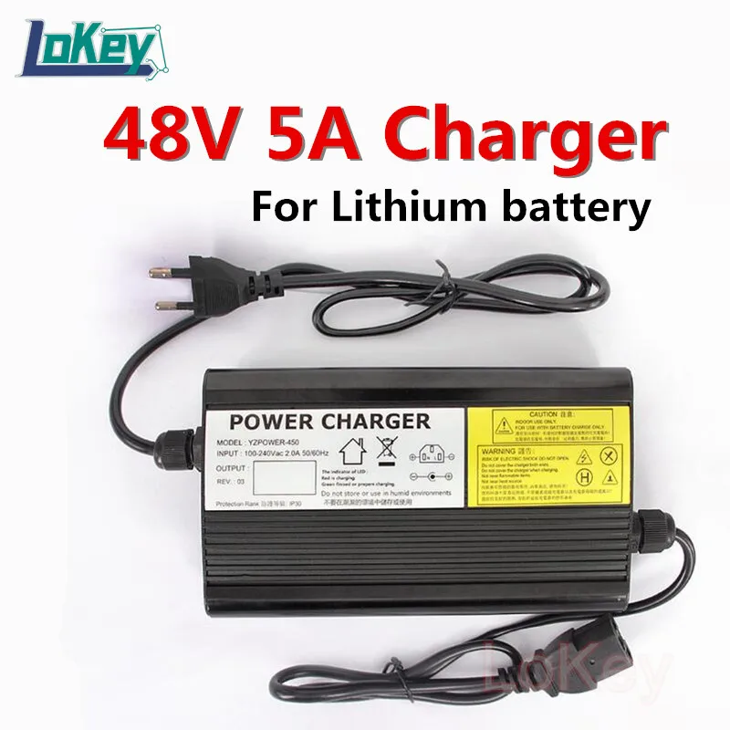 

48V 5A Smart Charger Safe Quiet 54.6V 58.8 58.4V Lithium Li ion lifepo4 lipo batterys cargador 13S 14S 16S Aluminum carregador