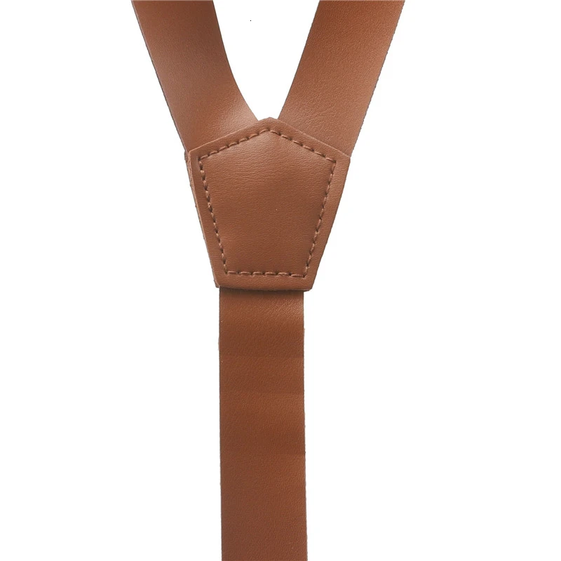 Tirantes de cuero PU sólido para hombres Y mujeres, tirantes de cuero con espalda en Y, 25mm de ancho