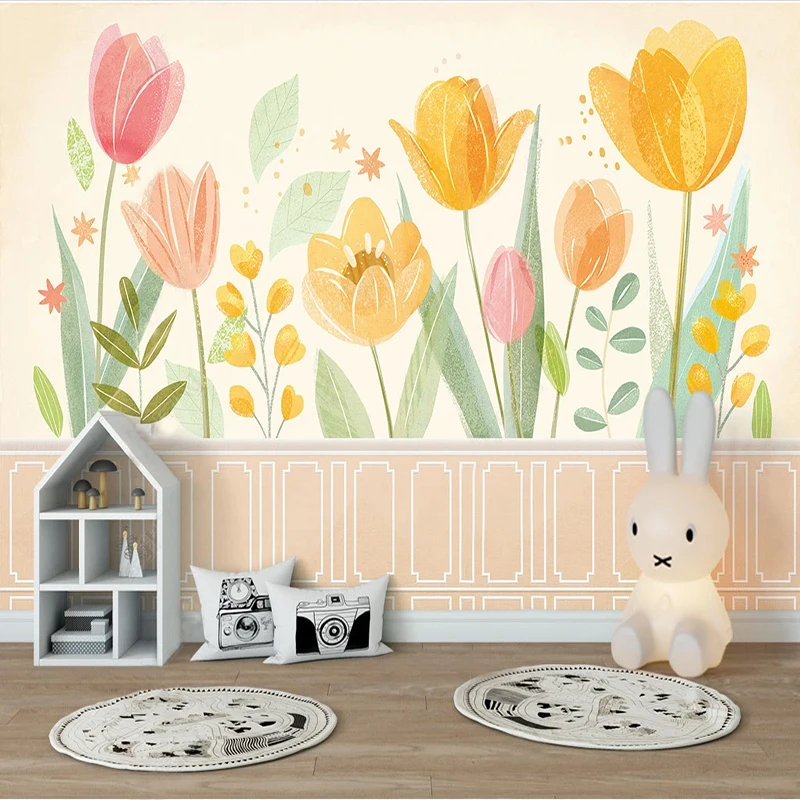 Mural de flores de paisaje natural personalizado, tela de pared para restaurante, niños, niños, Gril, decoración de fondo para dormitorio, Mural 3D, papel tapiz fresco