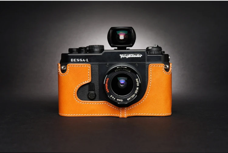 تصميم ل voigtusb2.0 بيسا R BESSA-L اليدوية جلد طبيعي كاميرا نصف غطاء