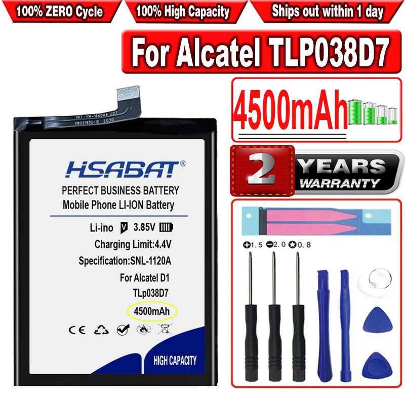 HSABAT 4500mAh TLp038D7 TLP038D1 Battery for Alcatel 3L 2020 5029D