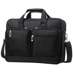 13 14 15.6 17 Inch Laptop Bag Briefcase Men Multi Pockets Waterproof Oxford Business Handbag Black Large Messenger Shoulder Bag