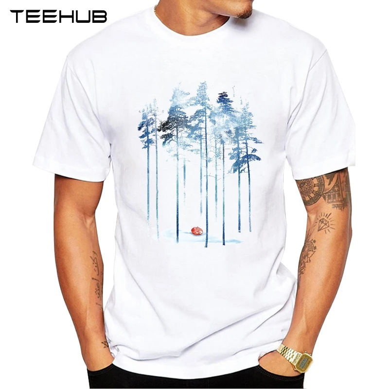 TEEHUB Men's New Fashion Wolf  Sleeping in the woods Design Short Sleeve T-Shirt Cool Tops Hipster Tee Shirts