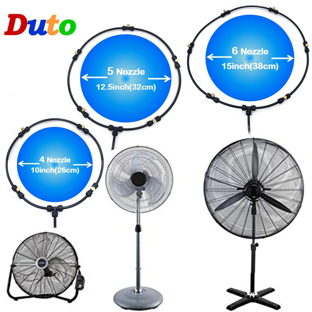 Garden Spray Portable Mist fan Ring 4/5/6 spray nozzles water mist fog sprayer cooling system 6M tube  atomization