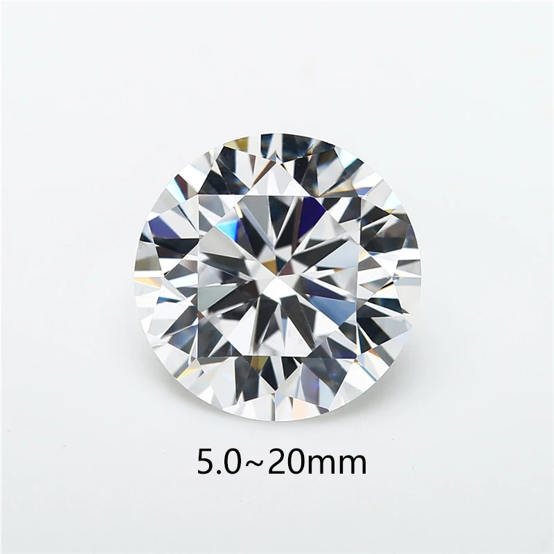 Dimensioni 5mm 8mm 10mm (5 ~ 20mm) AAAAA rotondo brillante bianco più grandi pietre cubiche di Zirconia gemme sciolte CZ per gioielli fai da te