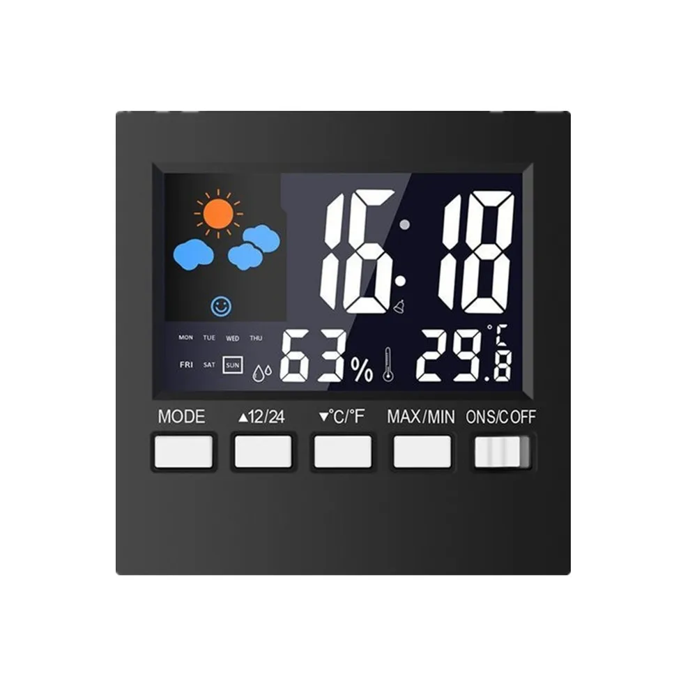 Multi-Functionele Weerstation Klok Thermometer Hygrometer Kalender Digitale Lcd Display Temperatuur En Vochtigheid Meter