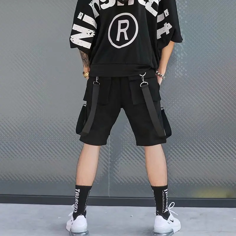 Zomer Mannen Shorts Techwear Japanse Harajuku Fashion Hip Hop Punk Streetwear Cargo Shorts Voor Mannelijke Joggers Linten Baggy Kleding