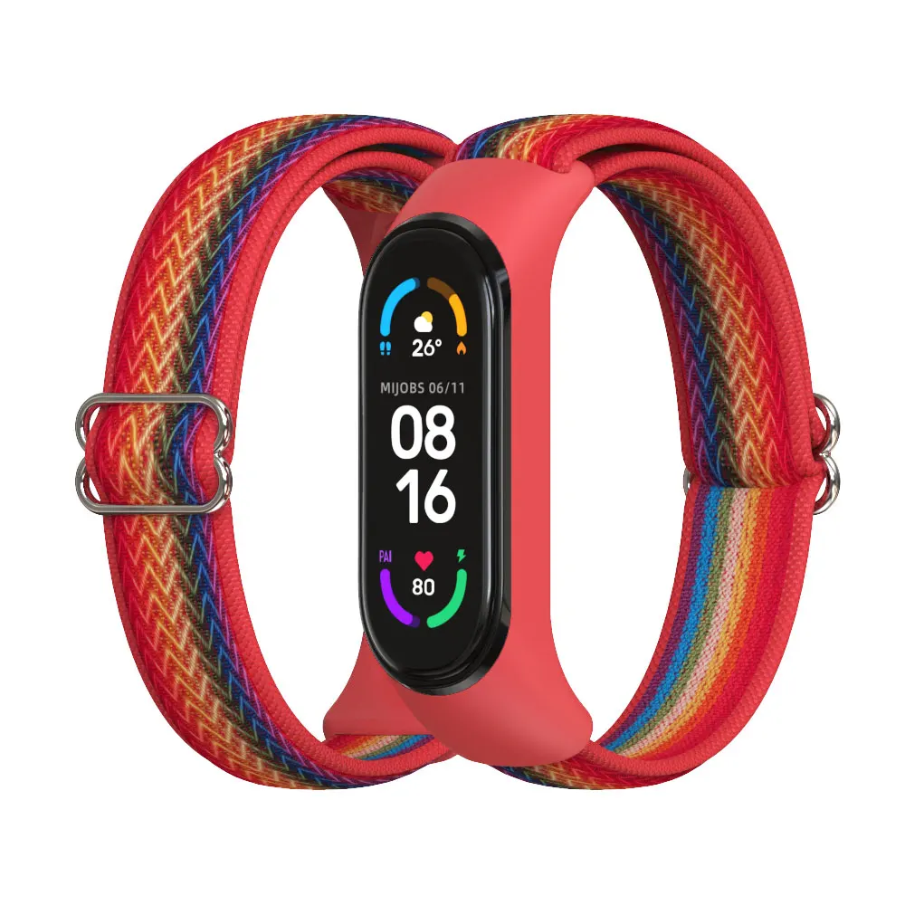 Nylon Strap for Mi Band 7 6 5 Elastic Wristband for Xiaomi Mi Band 5 Strap Smart Watch Miband 6 Bracelet Correa Replacement NFC