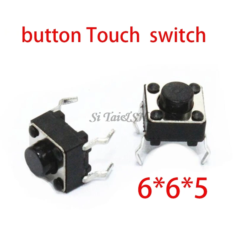 100pcs button Touch  switch 6*6*5 keys button DIP 4pin 6*6*5mm Light touch switch DIP4 /OFF Touch 6x6x5 High quality