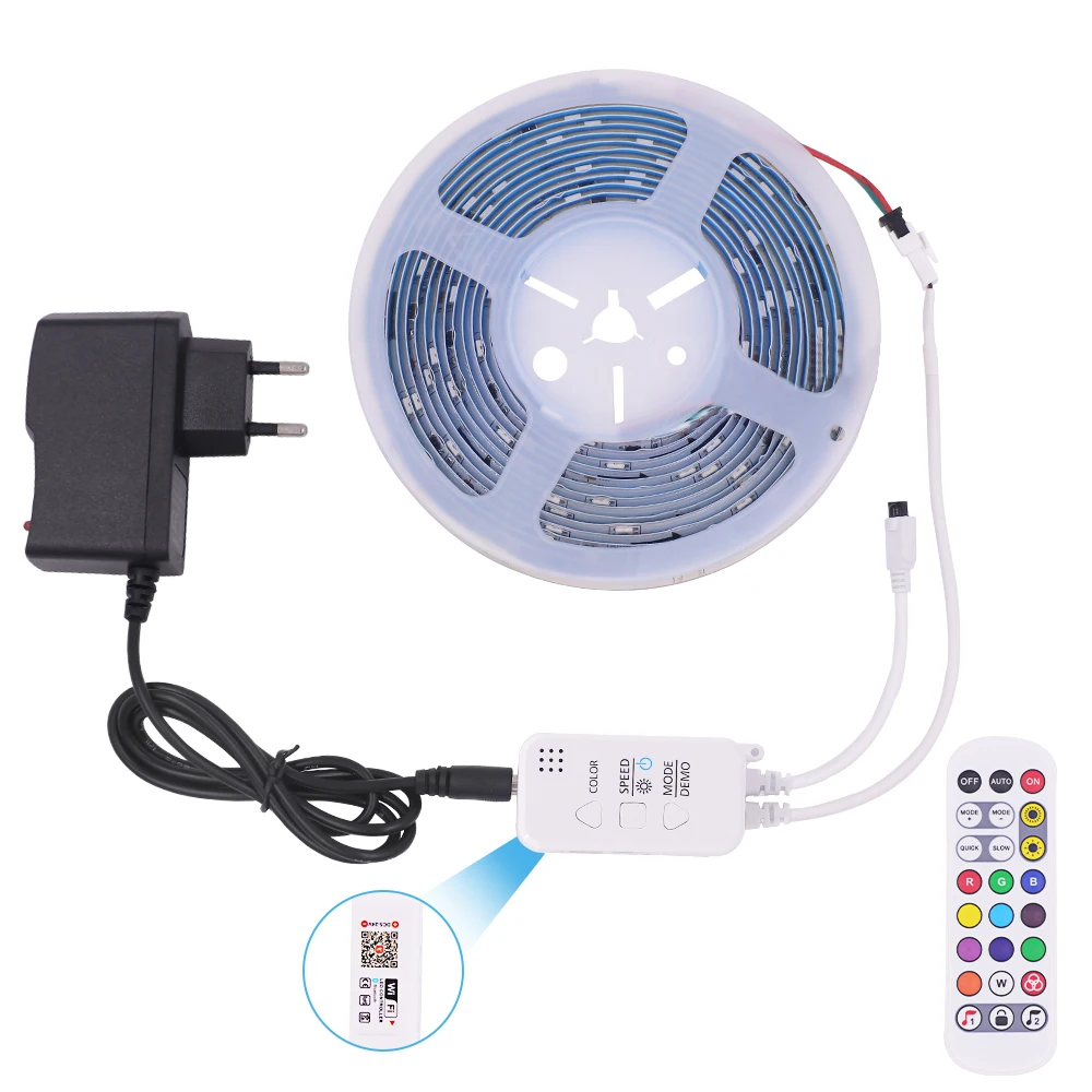 

Светодиодная ленсветильник WS2811 RGB, 10 м, 5 м, 5050 дюйма, 12 В, 18 светодиодов на метр, полноцветная светодиодная лента с Wi-Fi управлением, гибкая Пиксельная водонепроницаемая светодиодная лента