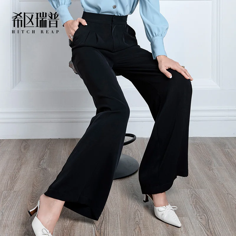 High End Suit Pants Autumn New Women'S High Waist Professional Dress Black Drape Feeling Wide Leg Pants