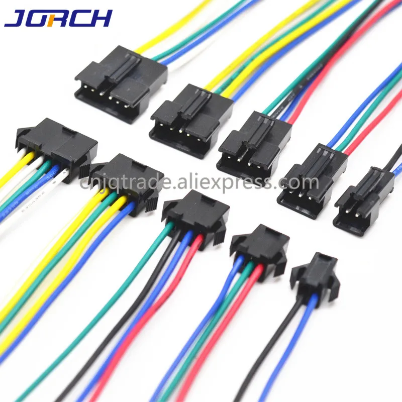 10Sets  SM series 2P/3P/4P/5PWay Automotive wiring harness with UL1007 22AWG  15cm Custom processing