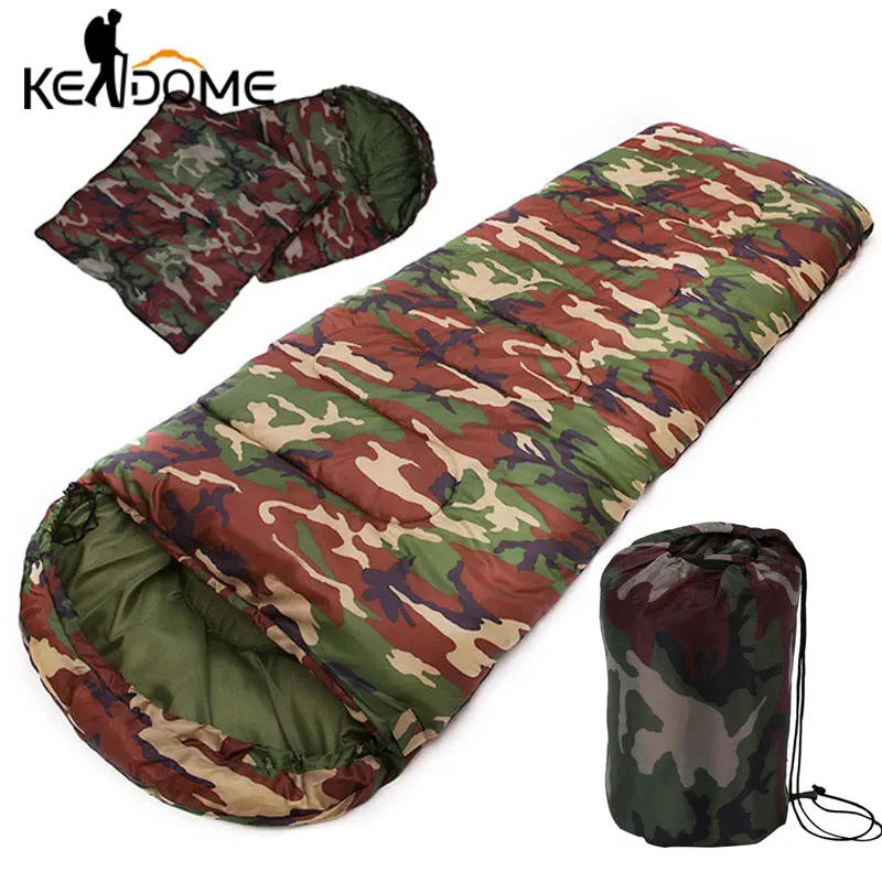 

High Quality Cotton Camping Sleeping bag 15~5degree Envelope Style Army Military camouflage sleeping bags Outdoor Sports XA278D