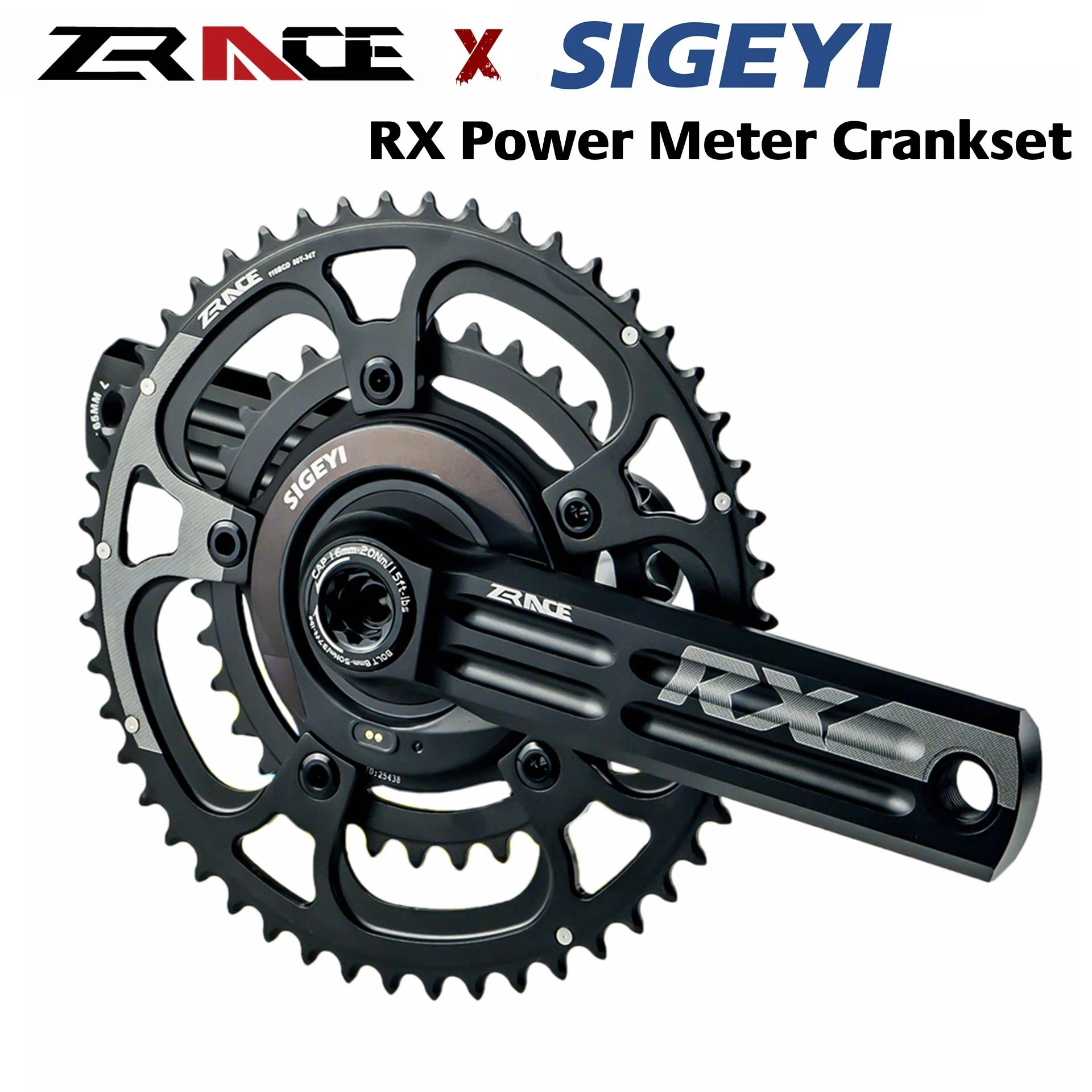 NEW ZRACE x SIGEYI RX Power Meter Crankset 2x10/11/12 Speed Chainset,50-34T,52-36T,53-39T,165/170/172.5/175mm DUB BB29 RX