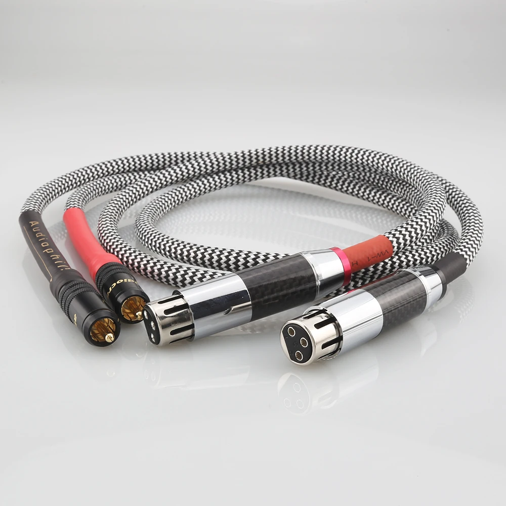 

High Quality A10 audio Signature OFC Silver-Plated RCA Male To Black carbon fiber XLR Female / Male Plug Audio Cable