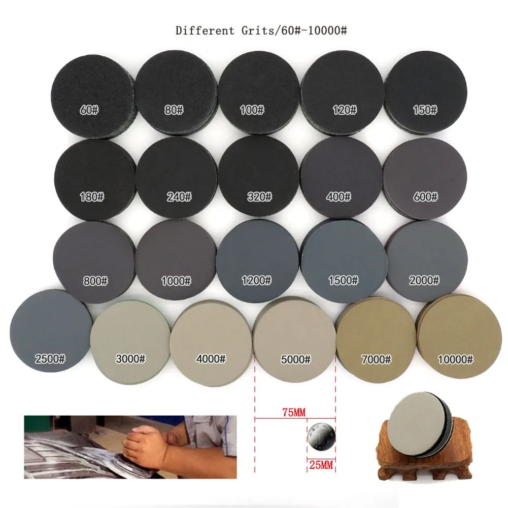 50Pcs/set  3Inch Wet And Dry Sanding Discs Sandpaper Hook & Loop Pads 600/800/1500/2000/2500/3000/4000/ 5000/7000/10000 Grit