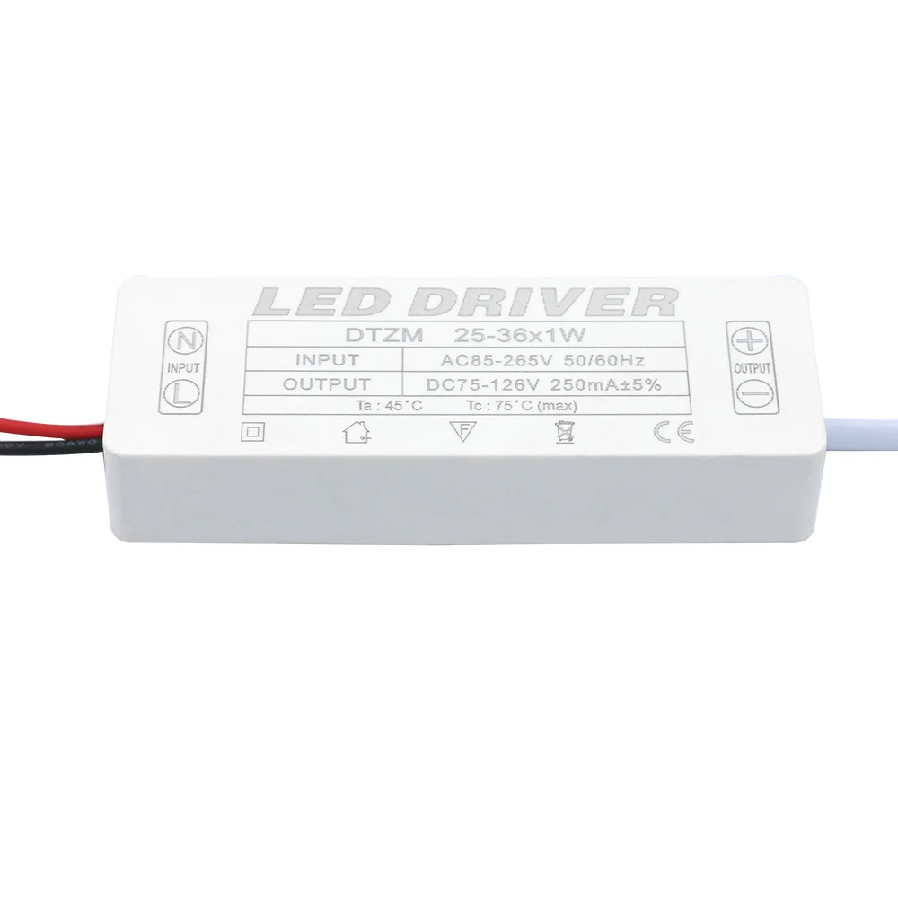 LED Driver 250mA 1-3W 3-5W 4-7W 8-12W 12-18W 18-25W 25-36W LED Power Supply Unit 250mA AC90-265V Lighting Transformers For LEDs