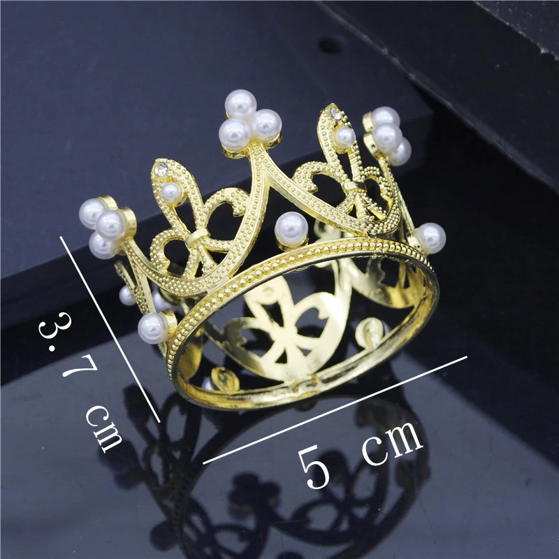 Wholesale Small Metal Crown for Women Birthday Prom Tiaras Pearls Hair Jewelry Cake Topper Ornaments Head Accessories