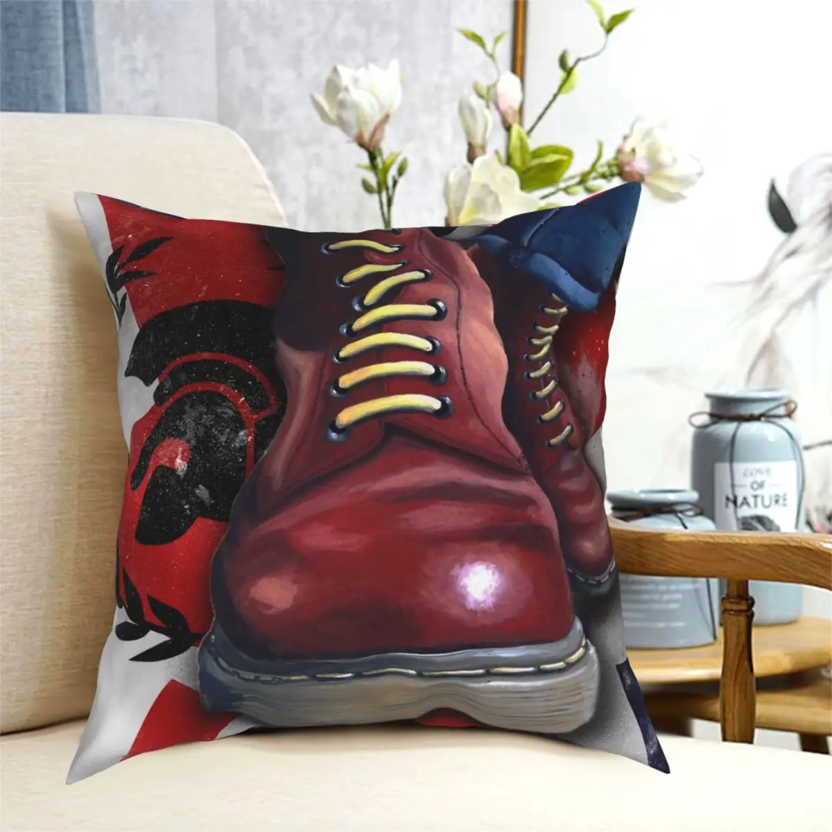 Skinhead Doc Martens Pillowcase Polyester Printed Zip Decor Throw Pillow Case Sofa Cushion Cover Wholesale 45*45cm