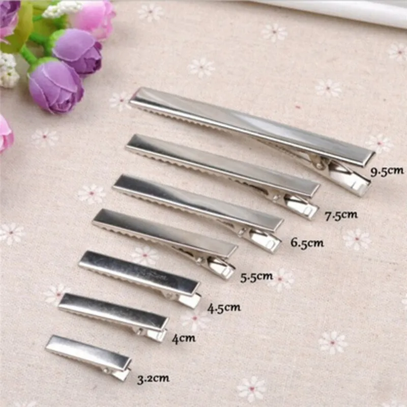 50pc Silver Flat Metal Single Prong Alligator Hair Clips Barrette Hairpins For Bows DIY Accessories Hair pin Hairdressing Tools