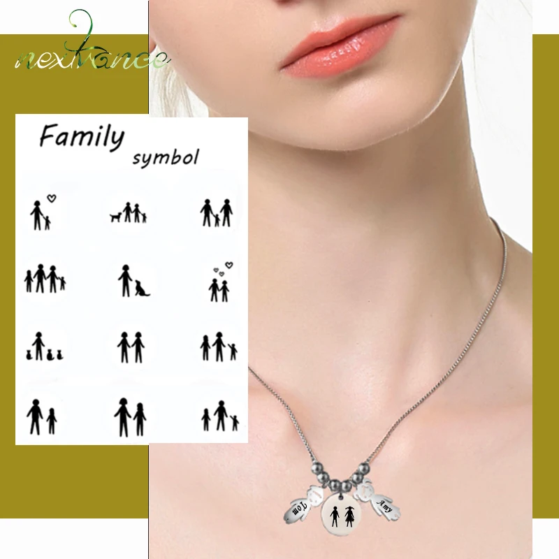 

Nextvance Customized Warmly Baby Family Necklaces Stainless Steel Engrave Chain Necklace Women Kids Birthday Gift Jewelry