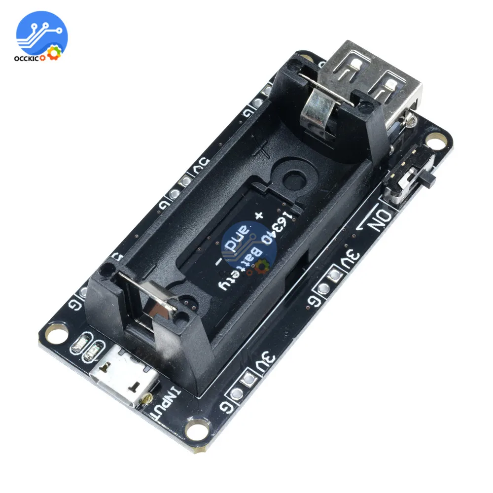 16340 Rechargeable Lithium Charging Board Power Bank 5V 3.3V Dual USB Charge Supply 16340 Battery Holder For Arduino