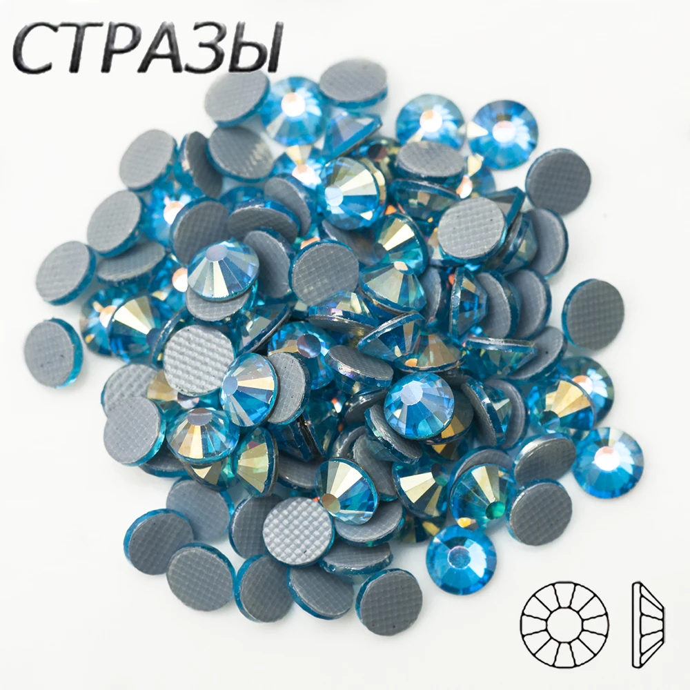 

Genuine Strong New Glue and Aquamarine AB Iron On Flatback Hot Fix Strass Glass Hotfix Rhinestone For Dresses Garment