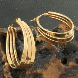 Newest Gold Color Fashion Stainless Steel Jewelry Simple Hoop Earrings Personality Bijoux En Acier Inoxydable Femme EFGZCBEP