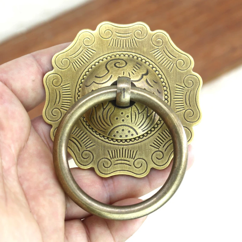 Chinese Antique Circle Drawer Knob Furniture Classical Wardrobe Cabinet Shoe Door Handle Closet Cone Vintage Pull Ring Hardware