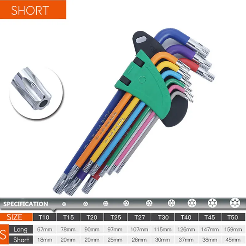 Inbussleutel Set L Wrench Kit Voor Inbusschroef 9PCS Lange Arm Inbussleutel Set 1.5mm Tot 10mm Inbussleutel Handgereedschap Voor Fiets Reparatie