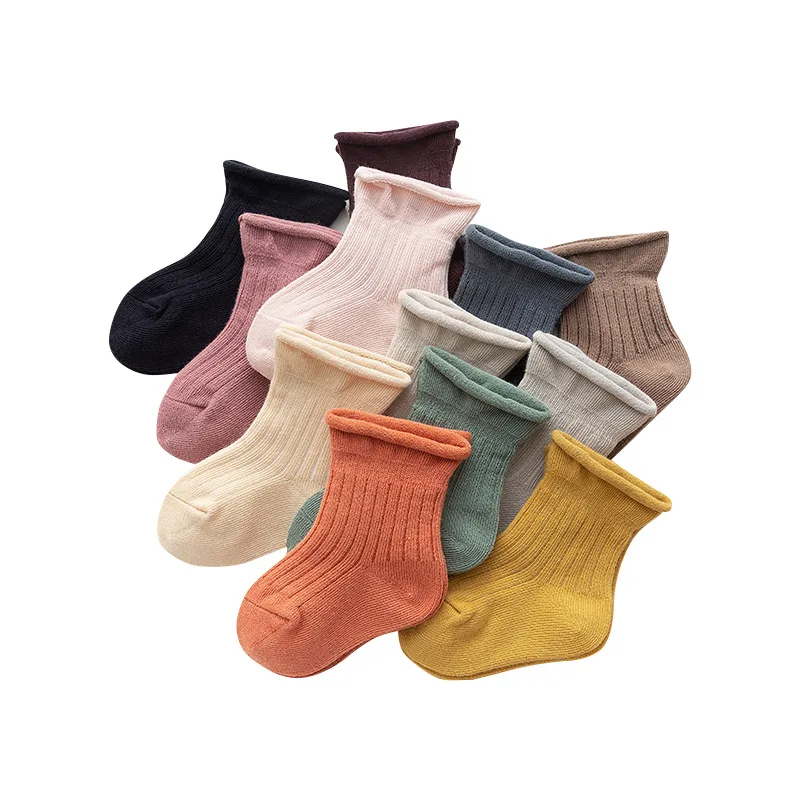 0 to 24M 12 Colors Autumn Winter Warm Socks For Infants Baby Combed Cotton Socks For Boys Girls Soft Warm Toddlers Socks