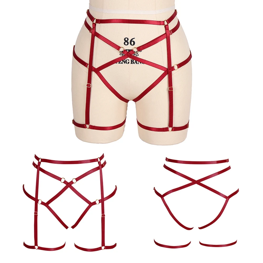 

Bondage Gothic Thigh Leather Harness Garter Belts For Women Erotic Lingerie Leg Garter Punk Belt Adjustable Body Bondage Garters