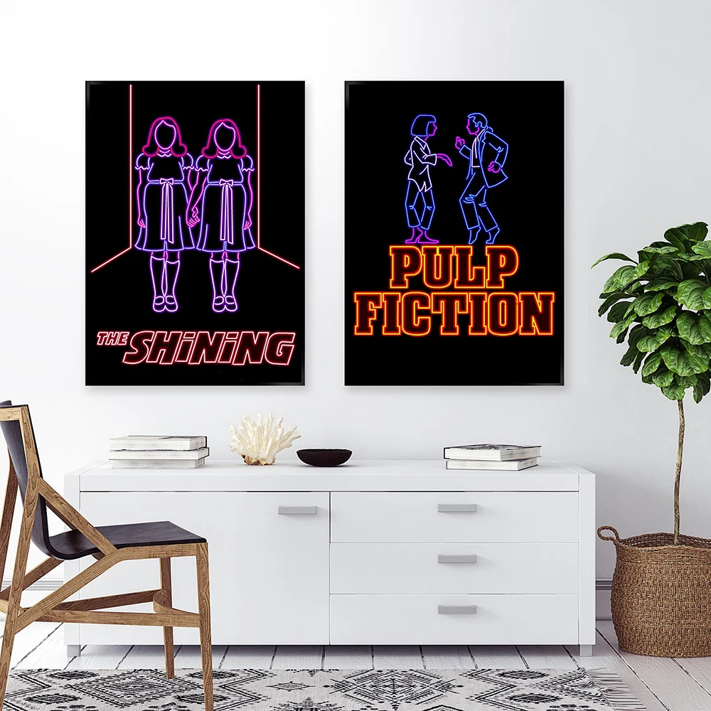 Pulp Fiction Wall Art Movie Wall Picture Street Graffiti The Shining Canvas Painting Neon lights Posters and Prints Home Decor