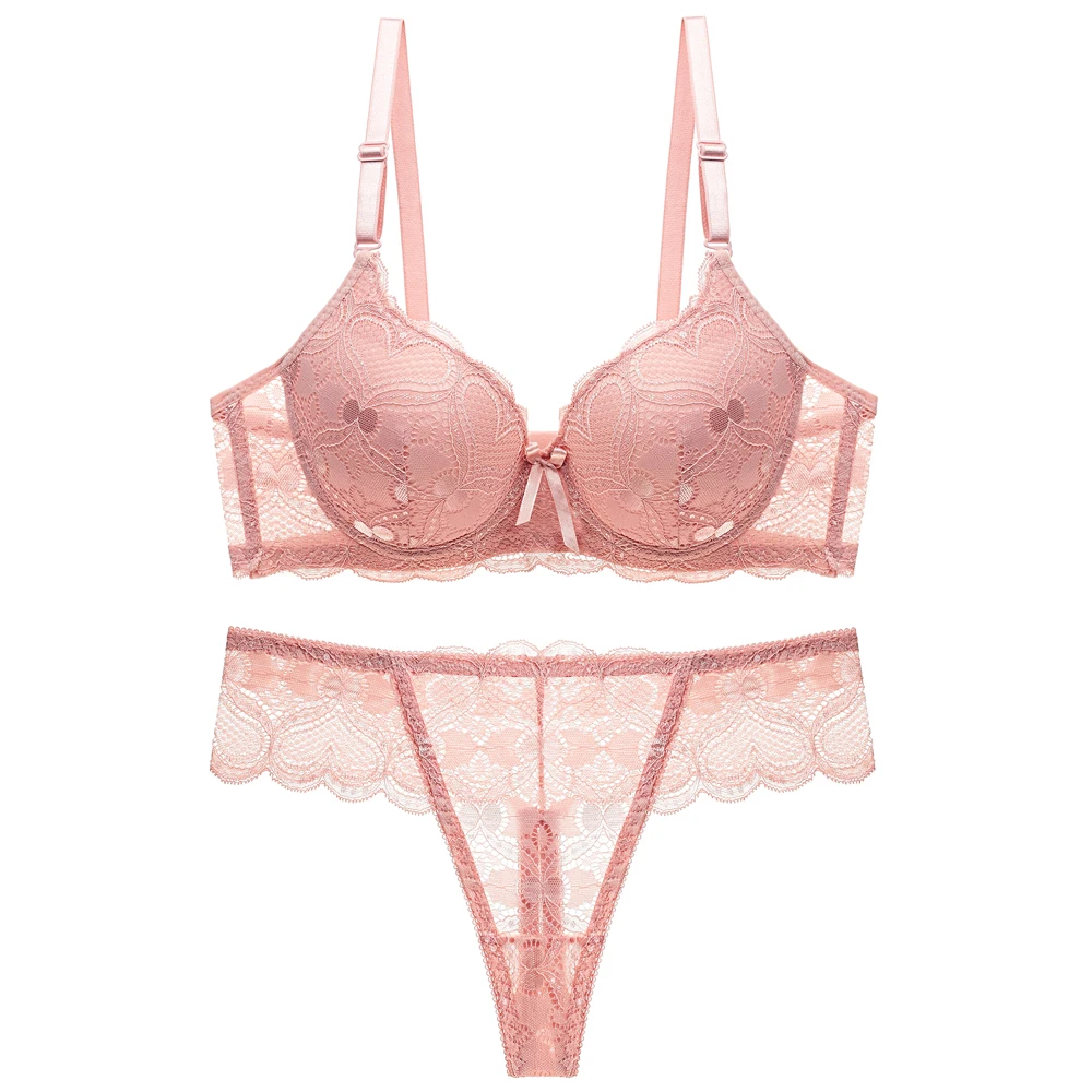 Sexy push up regulowana bielizna koronkowa akceptuj supernumerary biustonosz pogrubienie zestaw biustonosz i stringi bielizna wysokiej jakości zestaw — zdjęcie 6