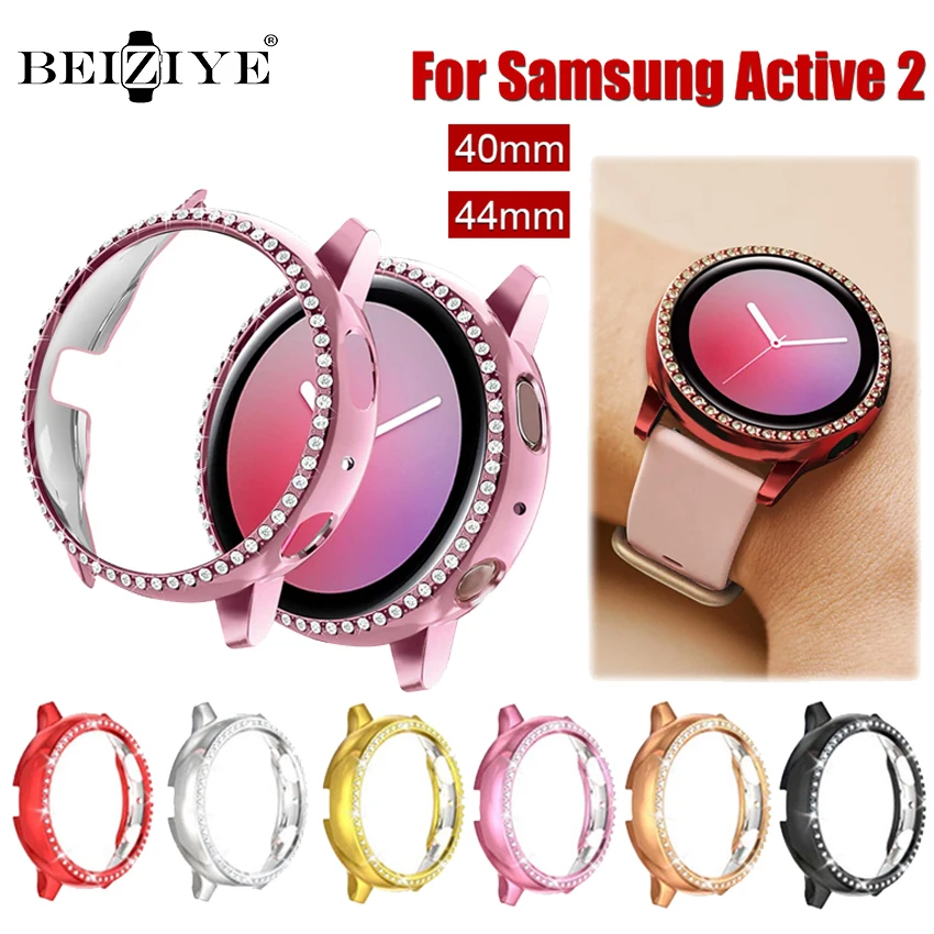 Active 2 Case Diamond PC Cover Case For Samsung Galaxy Watch active 2 40mm 44mm Screen Protector Bumper For Samsung Active 2