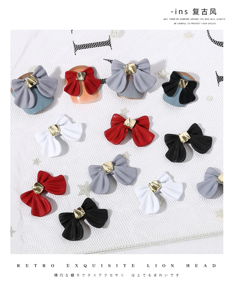 10Pcs Two-color Bowtie Multi-Shapes Charms Rhinestones 3D  Metal 16mm Bowtie Nail Art Decoration For Nail Salon DIY Gems,rtrt332