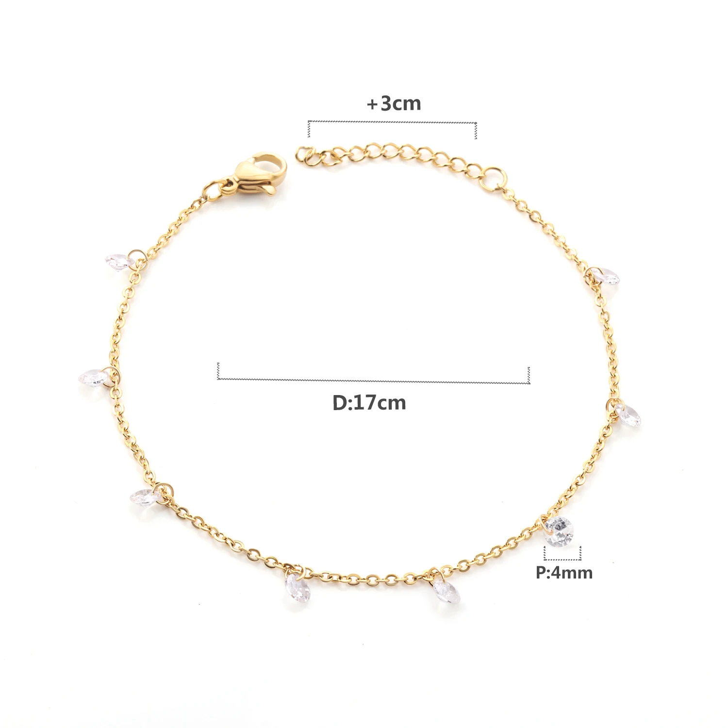 LUXUSTEEL Stainless Steel Bracelets For Women Golden Plated Silver Charm Cubic Zirconia Link Chain Bracelet Pulsera Collier