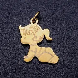 10pcs/lot 316L Stainless Steel Etched Baby Girl Boy Sole DIY Charm Palm Crown Heart Necklace Pendant Wholesale Jewelry Finding