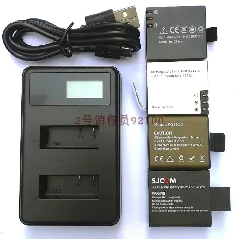 3Way LED Battery Charger Batteies Dual Charger With USB Cable for SJCAM SJ4000 Air Sj5000X SooCoo C30 EKEN H5S H6S H9R Akaso V50