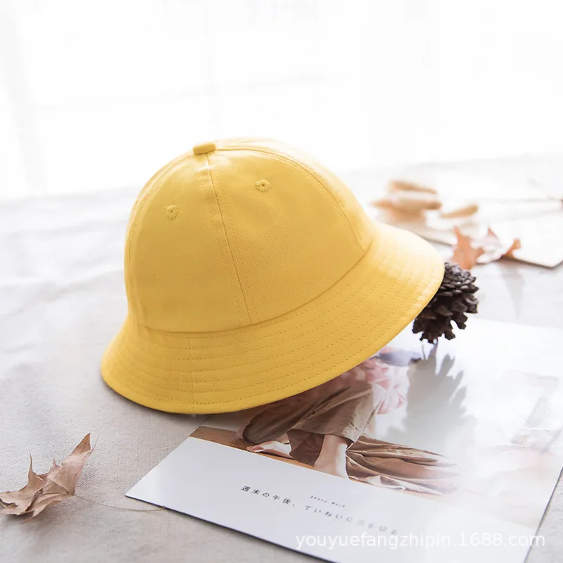 Parent-child Road Traffic Safety Bucket Hat Unisex Solid Yellow Men Women Panama Cap Japanese Kindergarten Hats Children Sunhat